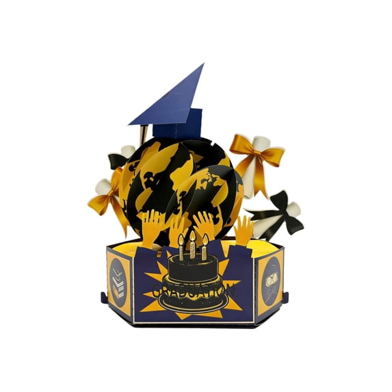 3D Pop Up Graduation Card, Congratulation Greeting Card for Preschool, Kindergarten, Middle School & College Graduates, Milestone Celebration Card
