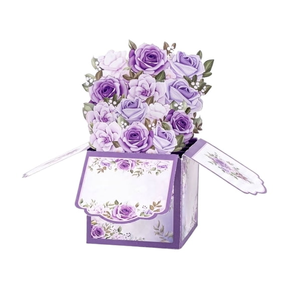 3D Pop Up Greeting Card Creative Design for Mother’s Day with Floral Arrangement and Foldable Box Structure