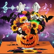 3D Pop Up Halloween Cards with Light & Music, Spooky Pumpkin Ghost Design for Halloween Party Decor