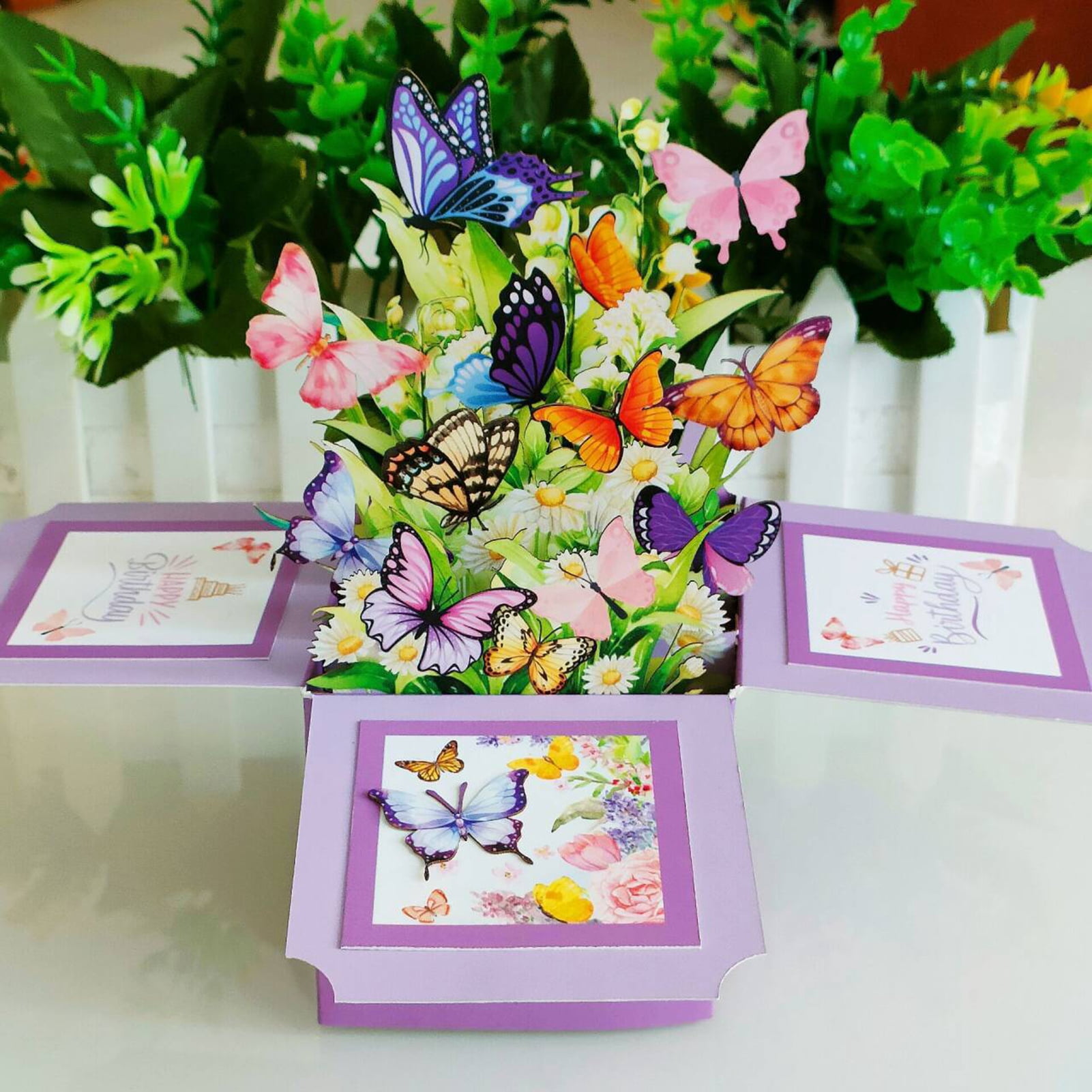 3D Pop Up Happy Birthday Card, Butterfly Bouquet Gift Box Greeting Card ...