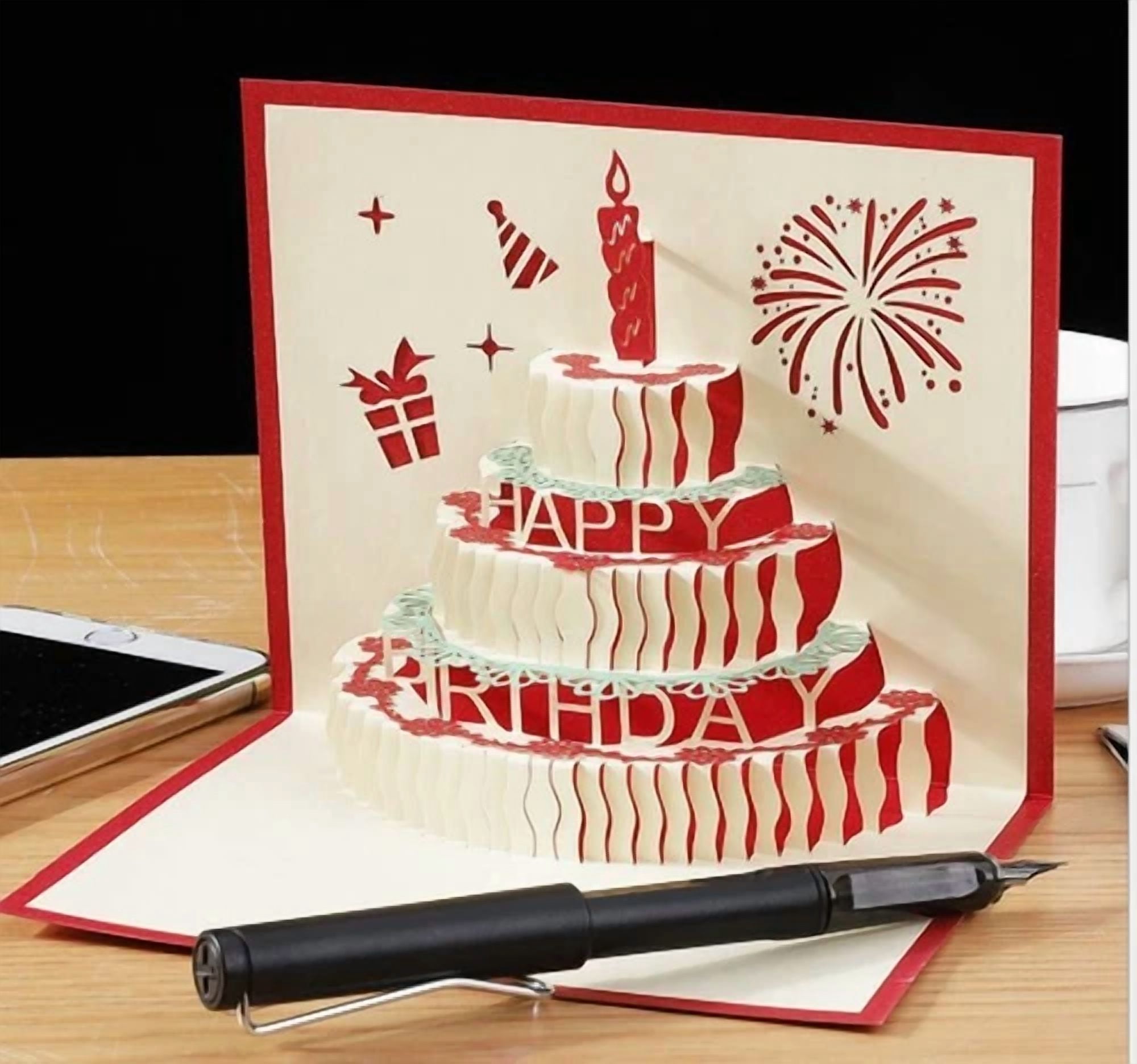 3D Pop-Up Love Wedding Valentines Birthday Cake Card Usa Seller Fast Shipping