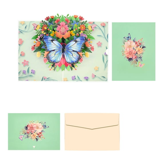 3D Pop-Up Mother's Day Card with Green Floral Design – Elegant Greeting Card for Mom, Celebrating Family Love and Gratitude
