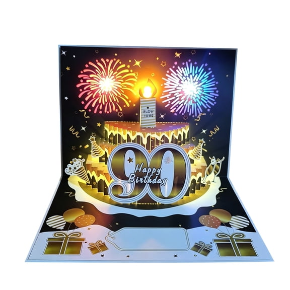 3D Pop Up Singing Birthday Card with Music and Blowable Candle, Digital Cake Design Greeting Card, Musical Celebration Gift for Special Occasion, A