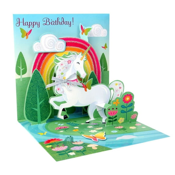 3D Pop Up greeting card - UNICORN - Happy Birthday