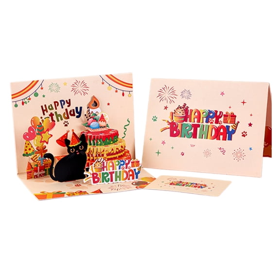 3D Popup Birthday Card With Cats Designs And Sound Effect For Special Occasions
