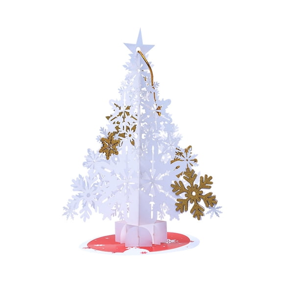 3D Popup Cards Christmas Snowflake Tree Greeting Card with Envelope for New Year Wedding Engagement Invitation Postcard