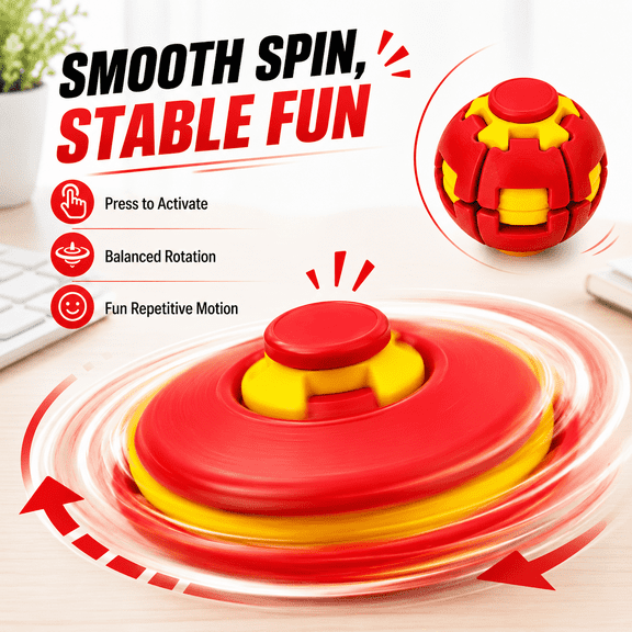 (2PC) 3D Press-to-Rotate Fidget Spinner, Integral Molded Smooth High-Speed Bearing EDC Accessory, Pocket Stress Relief Focus Tool for ADHD, ADD & Anxiety