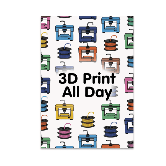 3D Print All Day Pattern - 3D Printing Enthusiast - 13x19 Poster Print