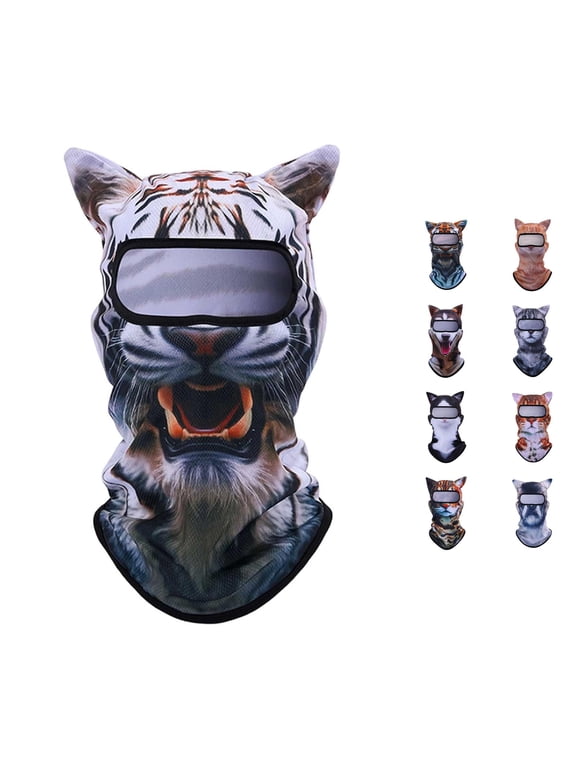 3D Print Animal Balaclava Full Face Mask Halloween Cosplay Headwear for Men Women, Windproof Neck Gaiter for Party Cycling Skiing