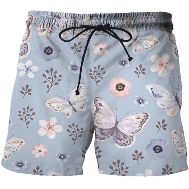 3D Print Butterfly Beach Shorts For Men Summer Street Short Pants Boys