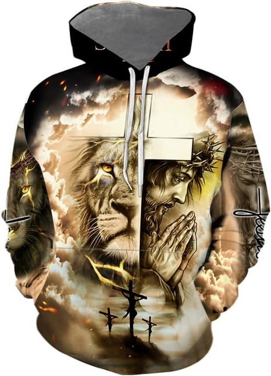 3D Print Christian Jesus Hoodies Jesus Bless Us Faith Above Fear Hooded ...
