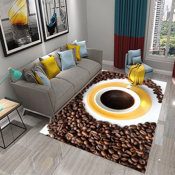 3D Print Coffee Breakfast Theme Carpet Creative Carpet Rug Living Room Bedroom r Kitchen Bathroom Non Slip Floor Mat Gifts