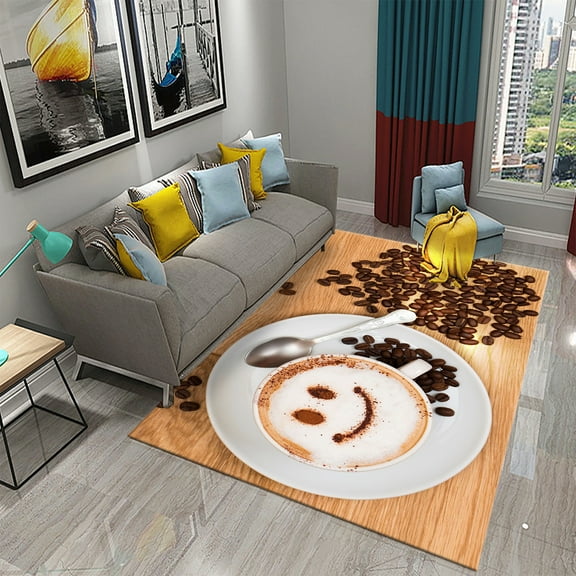 3D Print Coffee Breakfast Theme Carpet Creative Carpet Rug Living Room Bedroom r Kitchen Bathroom Non Slip Floor Mat Gifts