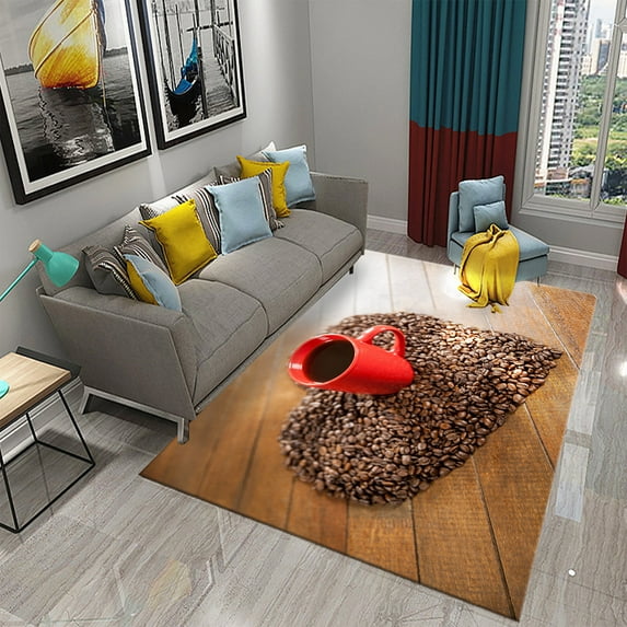3D Print Coffee Breakfast Theme Carpet Creative Carpet Rug Living Room Bedroom r Kitchen Bathroom Non Slip Floor Mat Gifts