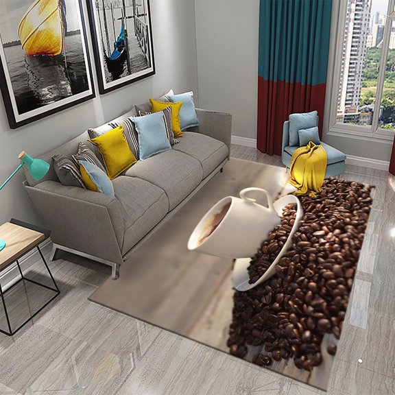3D Print Coffee Breakfast Theme Carpet Creative Carpet Rug Living Room Bedroom r Kitchen Bathroom Non Slip Floor Mat Gifts