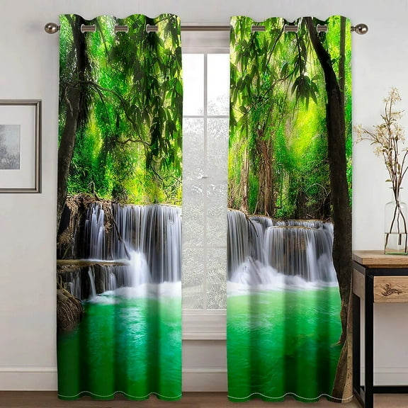 3D Print Customize Photo Scenery Natural 2 Pieces Window Curtain Living Room Bedroom Drape Home Decoration