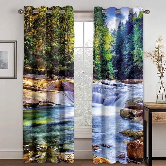 3D Print Customize Photo Scenery Natural 2 Pieces Window Curtain Living Room Bedroom Drape Home Decoration