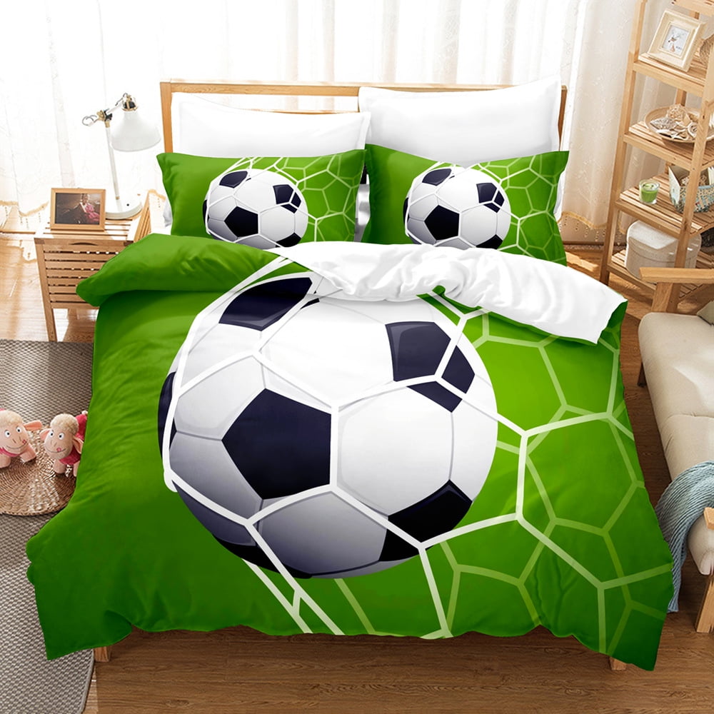 3D Print Football Comforter Set for Boys, Full Size Sports Bedding Comforter Soccer Themed