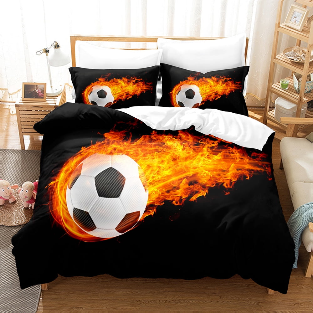 3D Print Football Comforter Set for Boys, Full Size Sports Bedding Comforter Soccer Themed