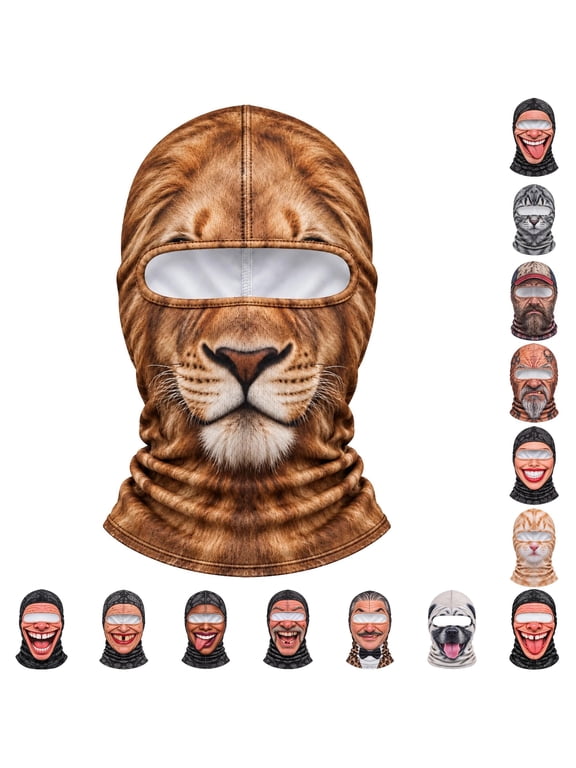 3D Print Funny Face Balaclava Full Face Mask Halloween Cosplay Headwear for Men Women, Windproof Neck Gaiter for Party Cycling Outdoor