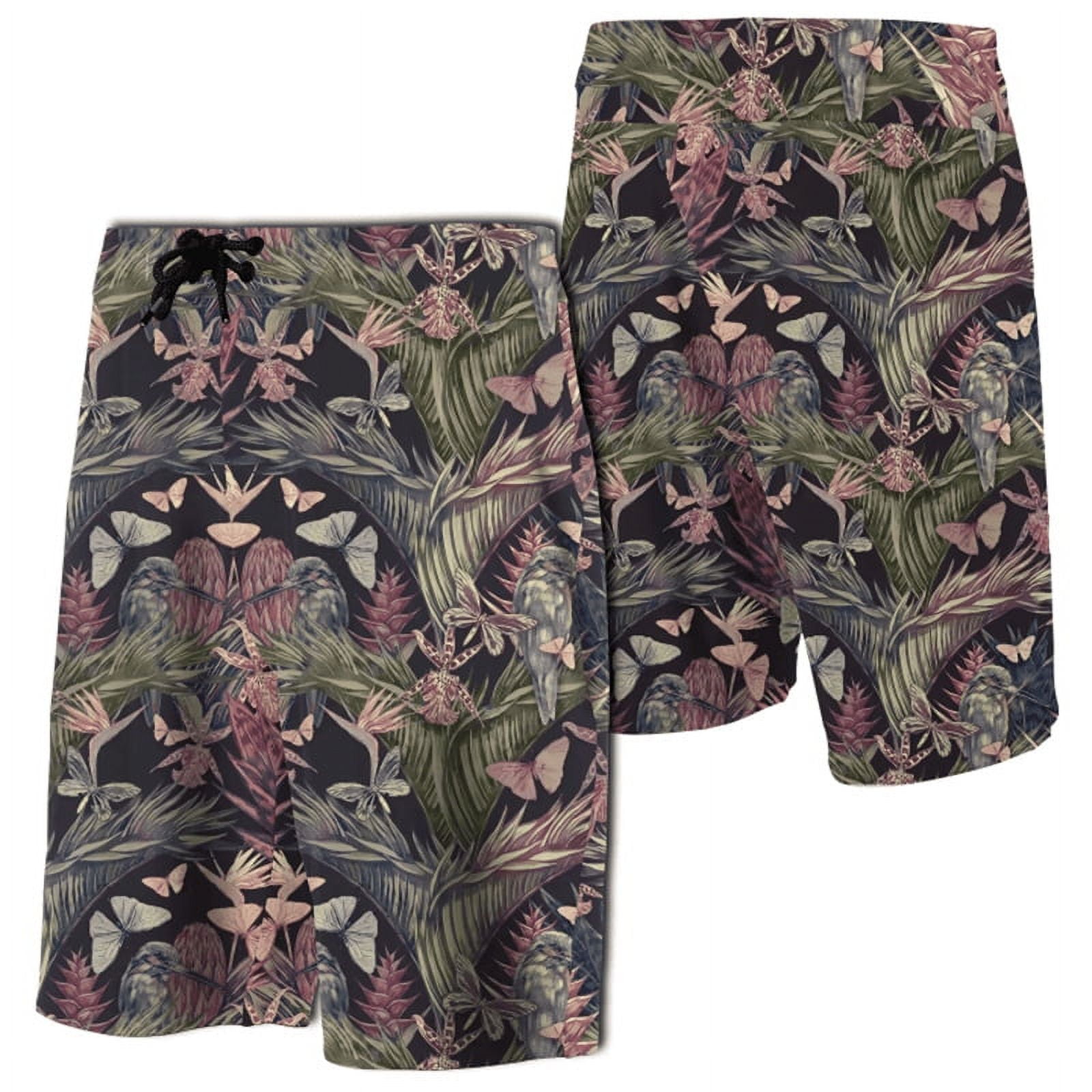 3D Print Hawaii Exotic Tropical Flowers In Pink Men Board Shorts Women ...