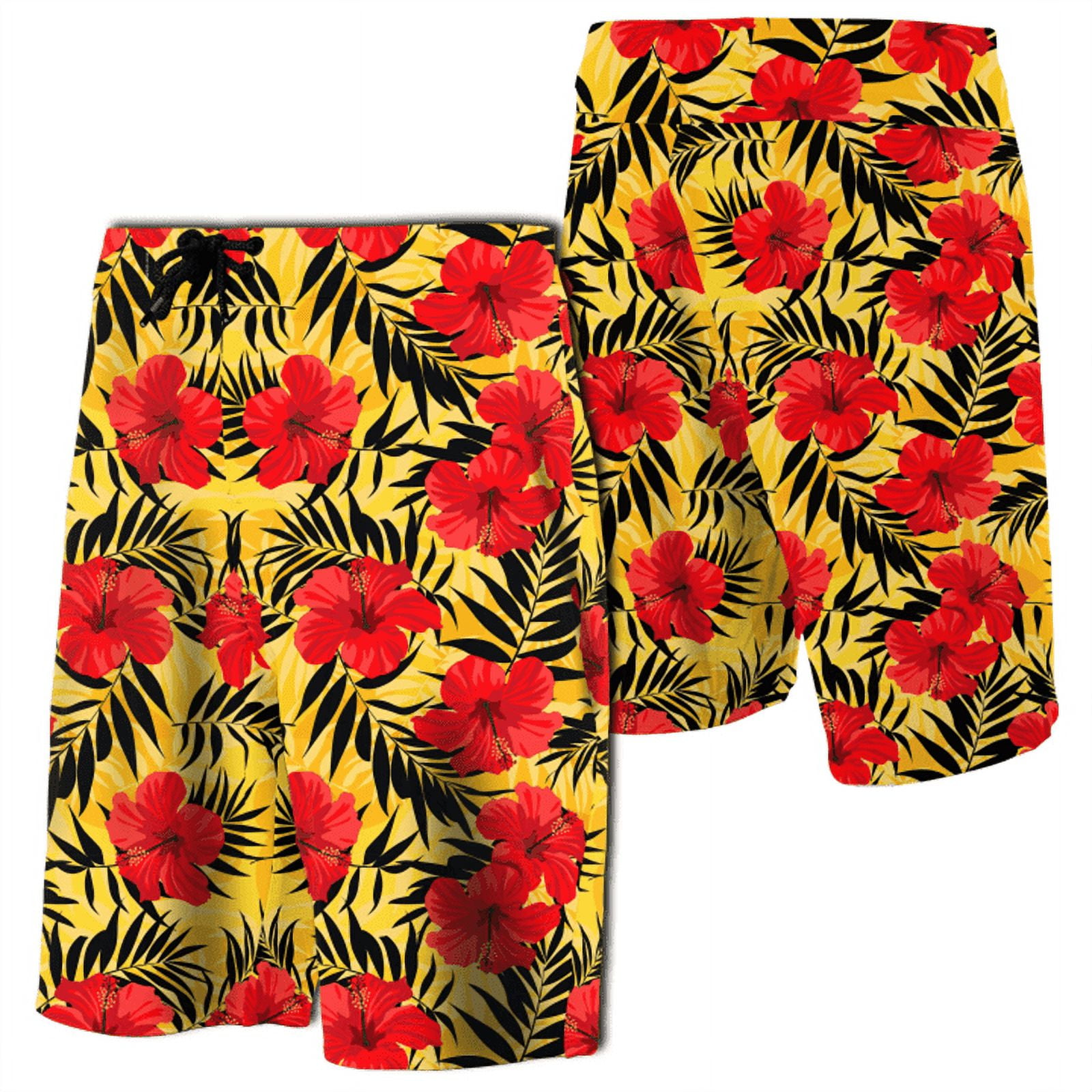 3D Print Hawaii Tropical Flowers a Leaf Men Board Shorts Women Vaion ...