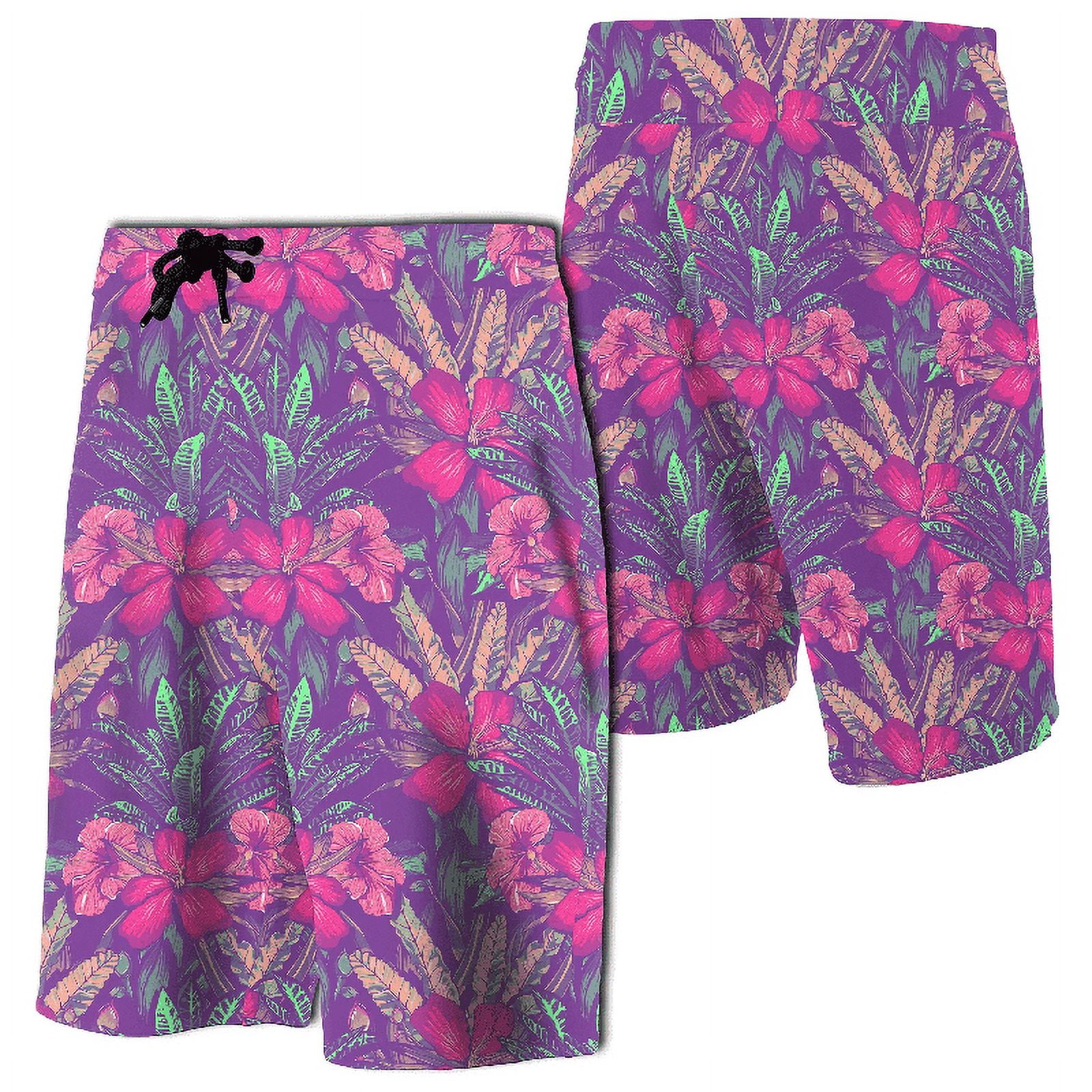 3D Print Hawaii Tropical Flowers a Leaf Men Board Shorts Women Vaion ...