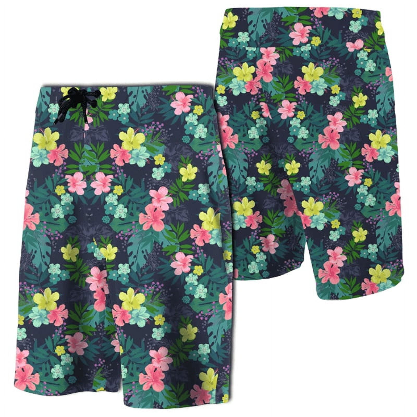 3D Print Hawaii Tropical Flowers a Leaf Men Board Shorts Women Vaion ...