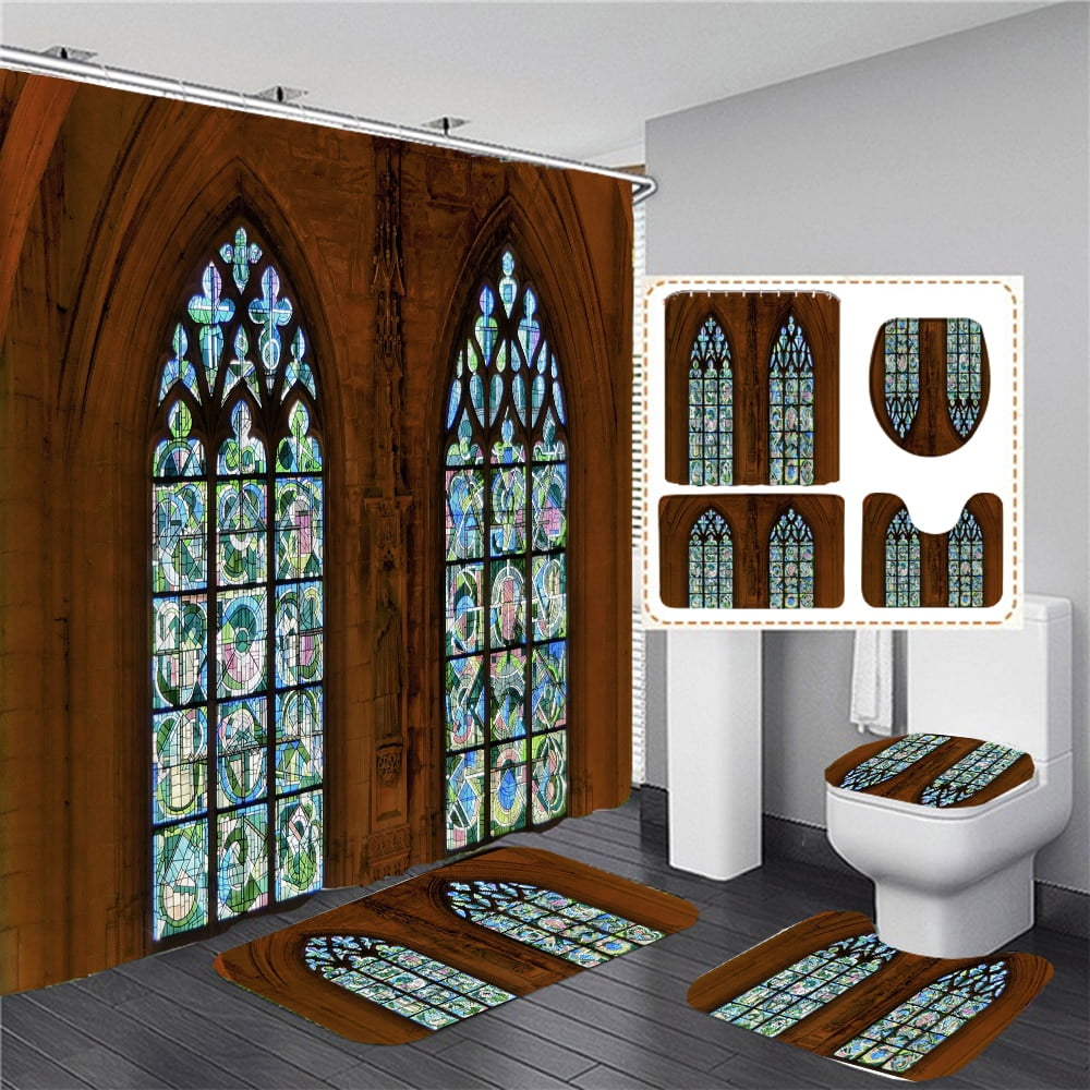 3D Print Moroccan Retro Architectural style Bathroom Curtains Shower Curtain Set for Bathroom ...