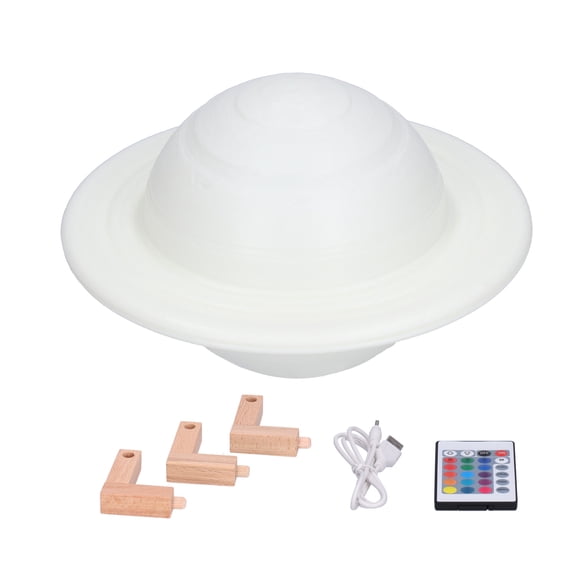 3D Print Planet Star Lamp RGB 16 Color Changing Night Light with Remote Control Wood Base Dimmable Desk Nursery Lamp, 5.9x5.9x3.9 in / 15x15x10 cm