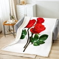 thumbnail image 1 of 3D Print Rose Sherpa Blanket Rose Floral Fleece Blanket Flourishing Petal Flower Blanket Throw For Girls Women Branches Botanical Romantic Garden Fuzzy Blanket Breathable 40"x50" Red Green White, 1 of 4