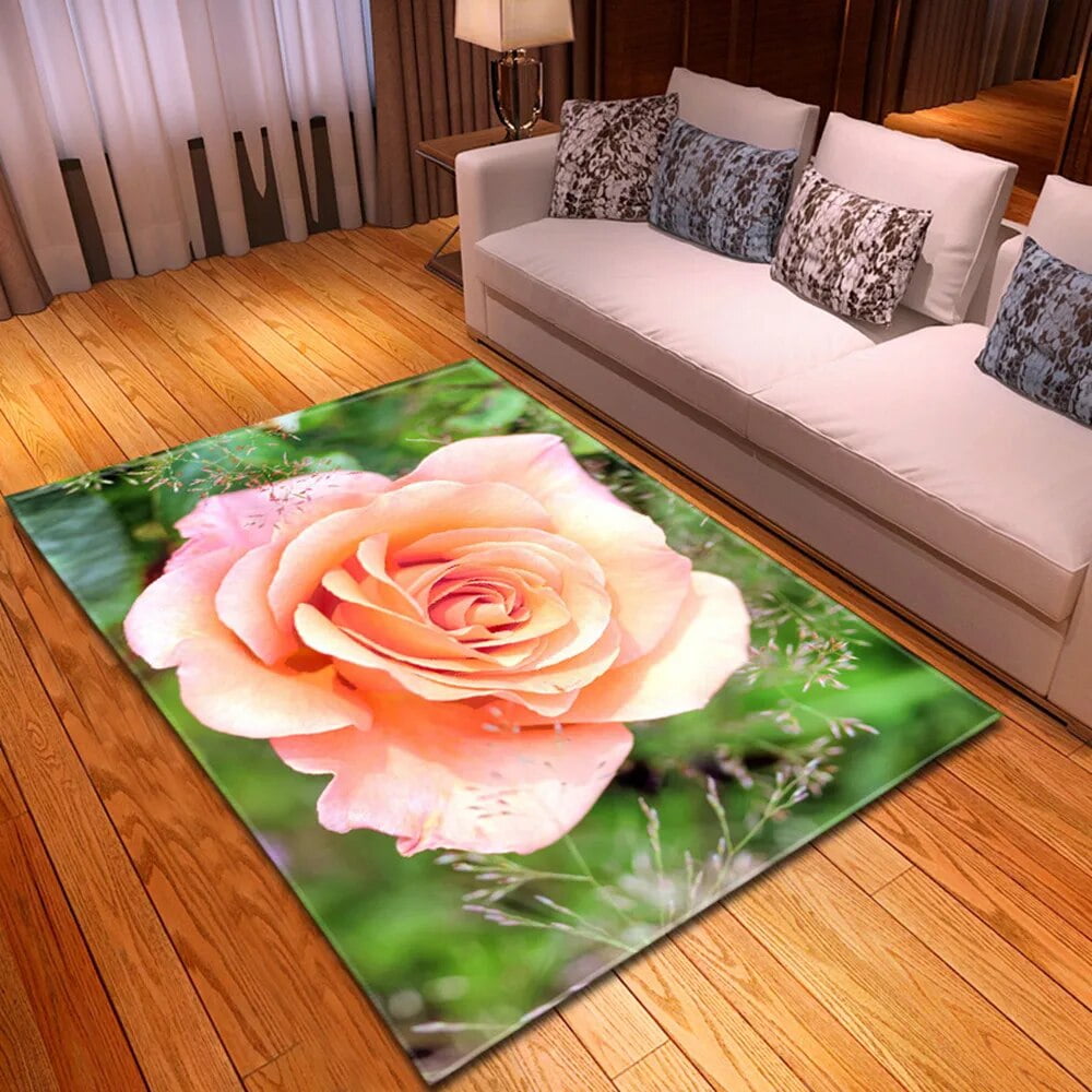 3D Print White Red Blue Rose Flower Pattern Carpet Living Room Rug Mat 3D Print White Red Blue Rose Flower Pattern Carpet Living Room Rug Mat