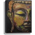 thumbnail image 1 of 3D Print simulation hand painted texture on canvas painting Wall Art Colorful Buddha Green Bronze Brown Statue Hand Made Framed Matted 3D Brushstroke Texture UNIQUE INNOVATION Patent pending, 1 of 6