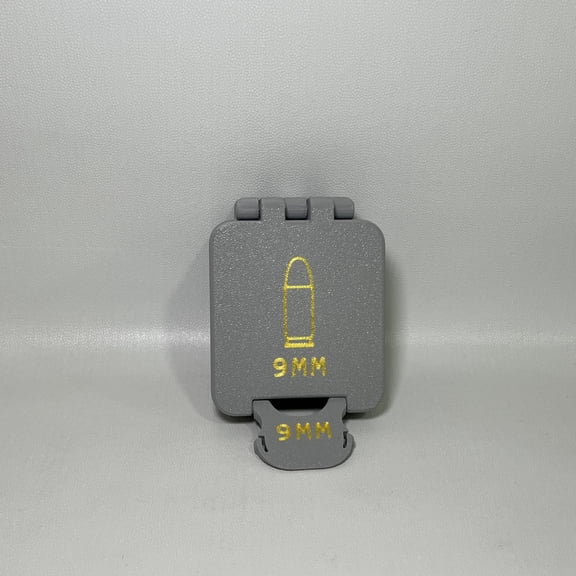 3D Printed 9MM Grey Ammo Storage Box, 25 Rounds Mini Portable Hard Organizer for Range Outdoor Use