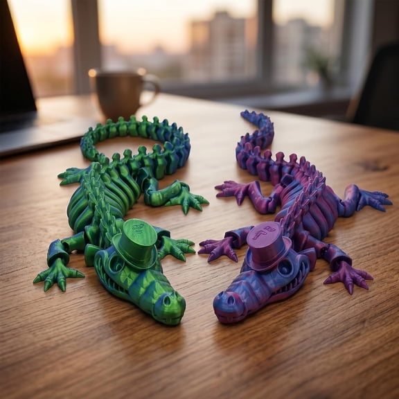 3D Printed Alligator Model - Poseable Crocodile Figurine