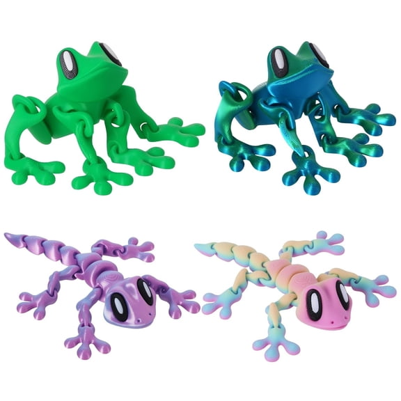 3D Printed Animal Fridge Magnets Set Articulated Frogs Lizards for Home Office Decor Birthday Gift