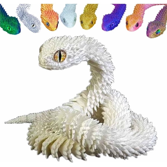 3D Printed Animals Set 3D Printed Snake  3D Printed Articulated Flexible Fidget  3D Printed Animals Exquisite Cute Pet  Fidget  (Colorful, 11.8)