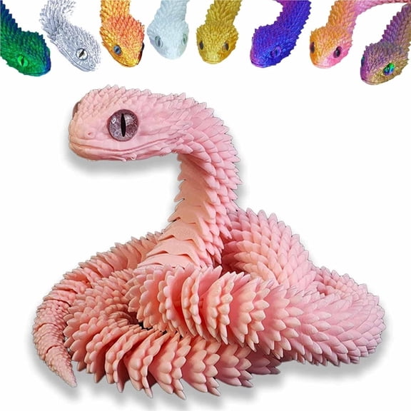 3D Printed Animals Set 3D Printed Snake 3D Printed Articulated Flexible Fidget 3D Printed Animals Exquisite Cute Pet Fidget (Colorful, 11.8)