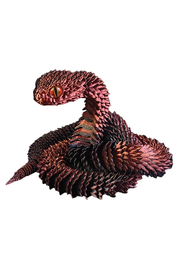 3D Printed Animals Snake,23.6 Inch Surprise Mystery Anaconda Toy, Python Statue,3-D Print Articulated Viper Collectible for Home Office Executive Desk Decoration(Dark Red)