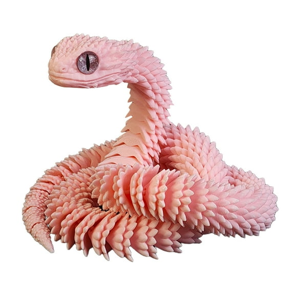 3D Printed Animals Snake,23.6 Inch Surprise Mystery Anaconda Toy, Python Statue,3-D Print Articulated Viper Collectible for Home Office Executive Desk Decoration(Pink)