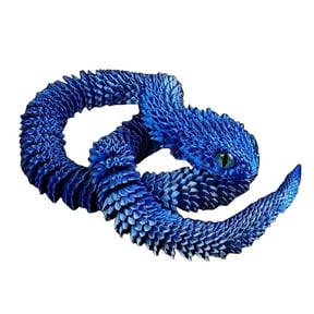3D Printed Animals Snake,30 Inch Surprise Mystery Anaconda Toy,Fake Python Statue with Realistic Eyes,3-D Print Articulated Viper Collectible for Home Office Executive Desk Decoration(Blue)
