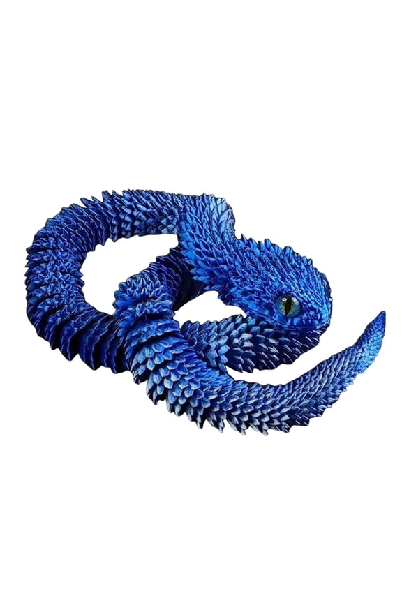 3D Printed Animals Snake,30 Inch Surprise Mystery Anaconda Toy,Fake Python Statue with Realistic Eyes,3-D Print Articulated Viper Collectible for Home Office Executive Desk Decoration(Blue)