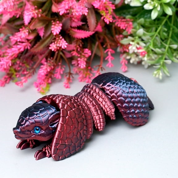 3D Printed Armadillo,Flexible Joint Animal lacertid Figurines,Realistic Eyes, Home Office Decor,Fidget Toy for Adults Teens Boy Festival Gifts