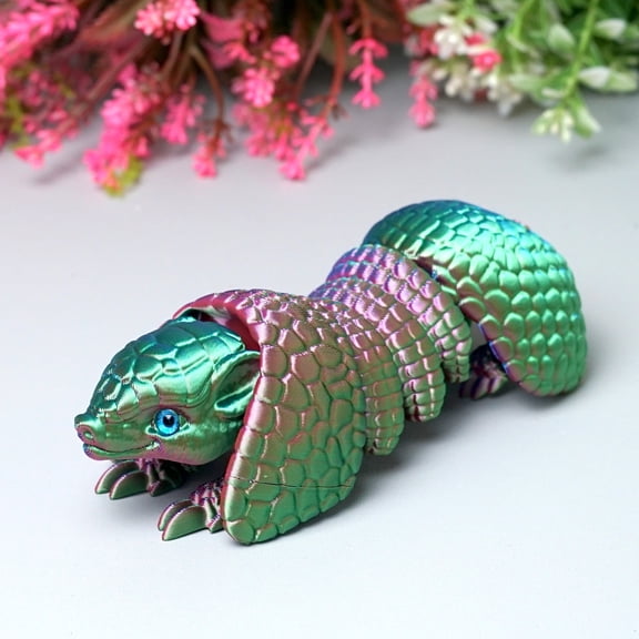 3D Printed Armadillo,Flexible Joint Animal lacertid Figurines,Realistic Eyes, Home Office Decor,Fidget Toy for Adults Teens Boy Festival Gifts