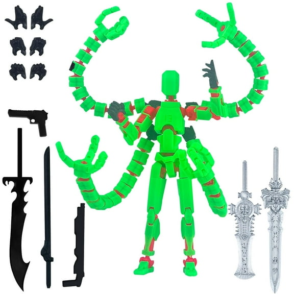 3D Printed Articulated Action Figure, Joint Movable Robot Doll with 6 Interchangeable Weapons and Hands, Creative Decompression Desktop Ornament for Collectors