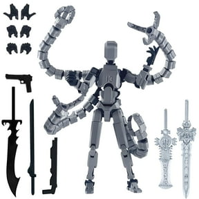 3D Printed Articulated Action Figure, Joint Movable Robot Doll with 6 Interchangeable Weapons and Hands, Creative Decompression Desktop Ornament for Collectors