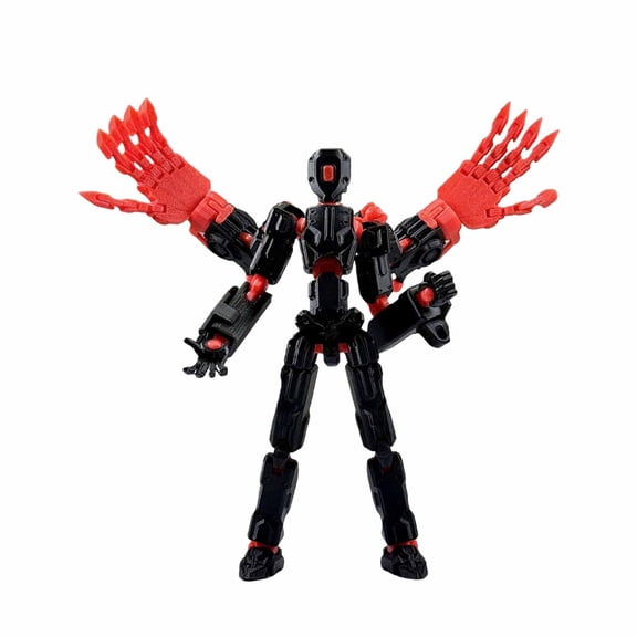 3D Printed Articulated Action Figure Pan Gu Arm Black Red - With Posable Joints Enabling Full Range Movable Poses 3D Printed Craftsmanship With Precise Details For Lifelike