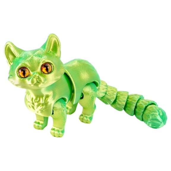 3D Printed Articulated Cat Toys for Adults - 3 Animals Toys Decor for Stress Relief, Cute 3D Printing Desktop Pet, Unique Collectibles & Office Desk Accessories