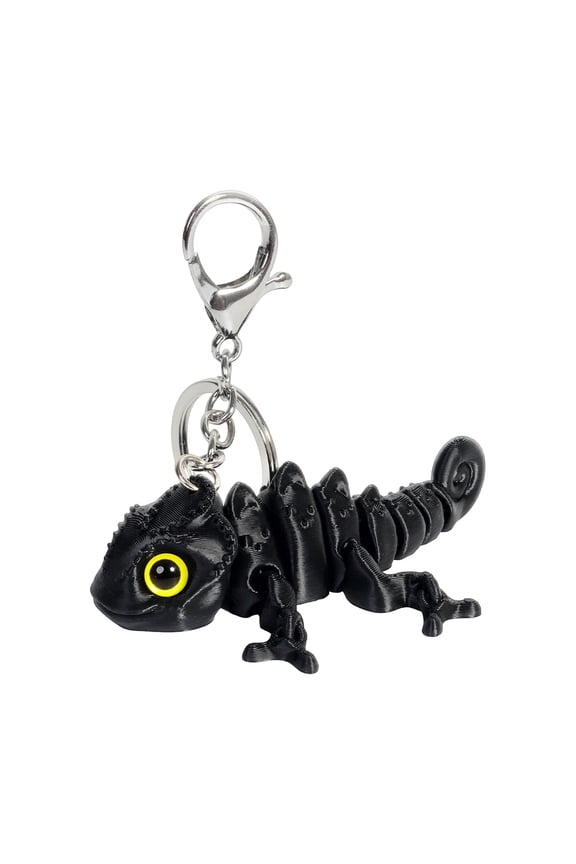 3D Printed Articulated Chameleon Keychain Flexible Lizard Figure Backpack Charm Creative Hanging Ornament for Innovative Keyring Decorations Dark Blue