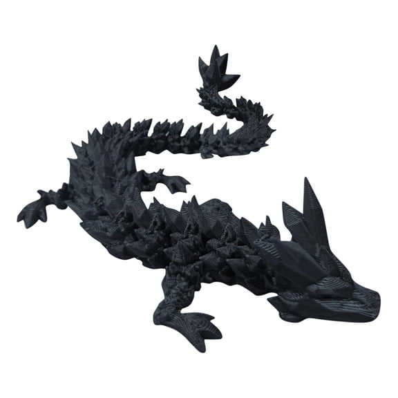 3D Printed Articulated Dragon Figures,Crystal Dragon Figurines with Moving Joints,Multi-Color 3D Printed Dragon Toys for Home Decor,Ideal Birthday Gifts for Kids & Dragon Collectors - Black